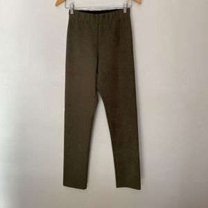 PPLA Clothing Kai Faux Suede Legging in Olive Green